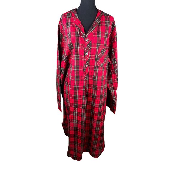 L.L. Bean Other - L.L Bean XL vintage 90’s plaid red green tartan sleep night shirt Christmas